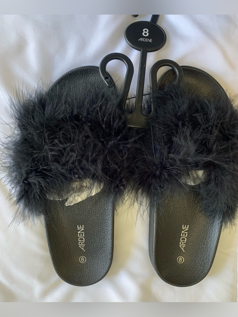 New Ardenes faux fur slip sandals size 8